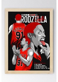 Resim Dennis Rodman Çerçeveli Tablo - Rodzilla Nba Posteri Tablo 