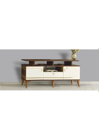 Resim 2 Kapılı 1 Bir Çekmeceli Kordon Gold Barok Ceviz Tv Sehpası Ceviz 