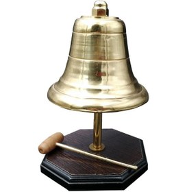 Resim Pm Dizayn Pirinç Döküm Ofis Ahşap Taban Çekiçli Masaüstü Çanı N2 