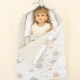 Resim Uyku Tulumu - Baş Şekillendirici Yastık - Açık Yeşil Muslin - Yeşil Gökkuşağı 