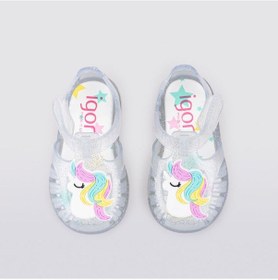 Resim Igor Tobby Gloss Unicornio Kız Şeffaf Simli Sandalet S10309-091 Beyaz 