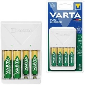 Resim Varta Plug Aa/aaa Kalem Pil Şarj Cihazı Aleti - 4 Adet 2100mah Aa Hr6 Nı-mh Şarj Edilebilir Pil Hedi 