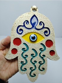 Resim Fatıma Eli Nazar Boncuğu Duvar Dekoru Hamse Eli El Yapımı Polyest 