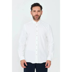 Resim White Stone Beyaz Dynamic Fit Erkek Uzun Kollu Gömlek 