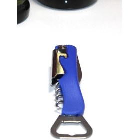 Resim Paslanmaz Çelik Tirbuşon Açacak Şarap Gazoz Açacağı Mavi 