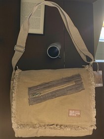 Resim Old Cotton Cargo Vintage Salaş Orta Boy Unisex Günlük Çapraz Postacı Tablet Çantası M 32 Cm X 27 Cm Açık Kahverengi 