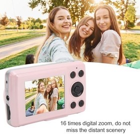 Resim 2.4 inç Taşınabilir Kamera 16X Dijital Zoom 1080P 16MP Otomatik Odaklama Çok Eksenli Sabitleme Dijital Fotoğraf Makinesi Fotoğraf Videosu için (Pembe) 