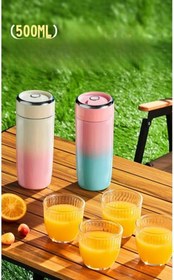 Resim Genel Taşınabilir Blender Termos, 500ml, USB Şarjlı, Çift Ağızlı, 304 Paslanmaz Çelik (1, Pembe-Beyaz) 