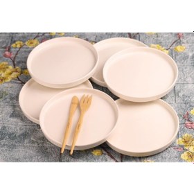 Resim Bambum 6'lı Handmade 20 Cm Beyaz İnci Pasta Tabak Seti - Tatlı Tabağı Seti 