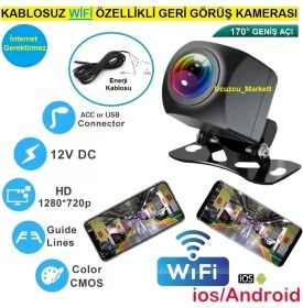 Resim Ucuzcu Market Karavan Için Kablosuz Geri Görüş Kamerası (Cep Telefon ve Tabletin Wifi Özelliği ile Kullanılır) Internet Gerektirmez 