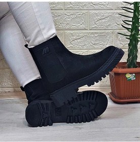 Resim M.p 2744 Siyah Süet İçi Polar Tüylü Bilekten Lastikli Bayan Bot 001 