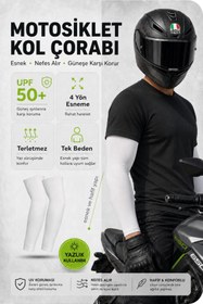 Resim Motobros KOL ÇORABI GÜNEŞ KORUMALI MOTOSİKLET BİSİKLET KOL ÇORABI KOLLUK BEYAZ 