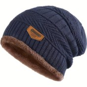 Resim Erkek Polyester Örgü Bere Şapka - %100 Polyester Sokak Stili - Kış Modası Rahat Sokak Giyim Şapkası Sipersiz - Sadece Elde Yıkama veya Kuru Temizleme - Esnek Olmayan Örgü Kumaş 