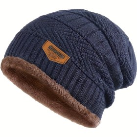 Resim Erkek Polyester Örgü Bere Şapka - %100 Polyester Sokak Stili - Kış Modası Rahat Sokak Giyim Şapkası Sipersiz - Sadece Elde Yıkama veya Kuru Temizleme - Esnek Olmayan Örgü Kumaş 