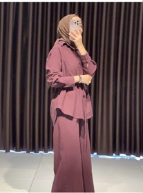 Resim Olla Collection Keten Gömlek Pantolon Takım - Bordo 