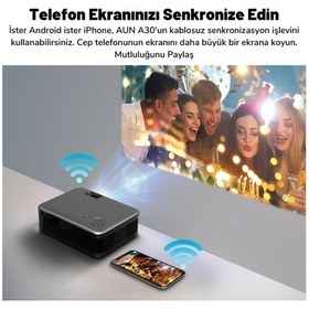 Resim DailyLink Aun A30 Full Hd Wifi 1080 Destekli Mini Projeksiyon Cihazı Cep Telefonu Yansıtma 