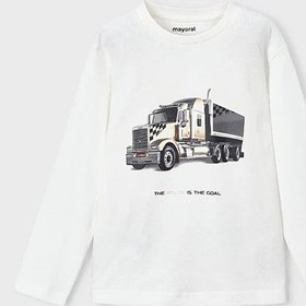 Resim Mayoral Erkek Çocuk Uzun Kol Tshirt Ekru Baskılı - 10 Yaş 
