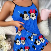 Resim Disney Mickey ve Minnie Pijama Takımı, Disney Çizgi Film Tank Top Şortlu 