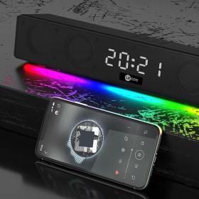 Resim Lecoo DS103 Kablosuz Bluetooth 10W RGB Saat/Alarm Stereo Soundbar Hoparlör Siyah 