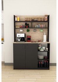 Resim %100 Mdflam Kahve Köşesi Çok Amaçlı Mutfak Dolabı Kahve02 Antrasit - Sidon Antrasit - Sidon 