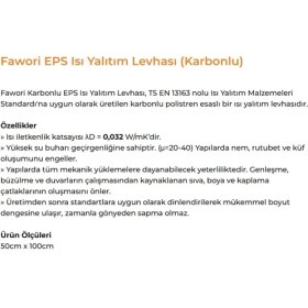Resim Fawori Eps Karbonlu Isı Yalıtım Levhası 5 cm 14-16 Dns 50X100 cm 