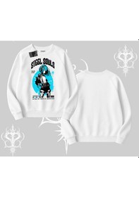Resim Biskilet Sweatshirt Anime Cyberpunk Kız Baskılı Beyaz 