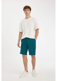 Resim DeFacto Regular Fit Düz Paça Kargo Cepli Basic Düz Şort B8796AX24SMGN1211 