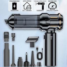 Resim Mioji 8 Plus 6000mAh Vacuum Cleaner 16000Pa Taşınabilir Araç ve Ev Mini Şarjlı Süpürge - Siyah 