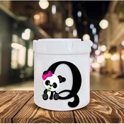 Resim Genel Markalar Panda Desenli Q Harfi Baskılı Seramik Şık Küllük 