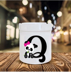 Resim Genel Markalar Panda Desenli Q Harfi Baskılı Seramik Şık Küllük 