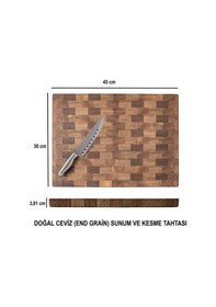 Resim End Grain Ceviz El Yapımı Ahşap Kesme Tahtası Sunum, Servis Ve Dekoratif Kullanım Ceviz 