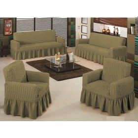 Resim Altın Kelebek Bürümcük Koltuk Örtüsü Maxi Takım (3+3+1+1)-Kemik 