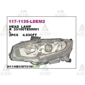 Resim DEPO 1171135RLDEM2 Ön Far Sağ Honda Civic 16-Siyah Motoru Uzerınde Ledli 