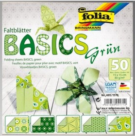 Resim Folia Origami Kağıdı 15X15 Cm. 5 Desen 50 Yaprak Basic Yeşil 