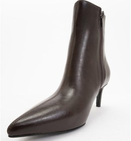 Resim Luvi Shoes Noya Kahverengi Cilt Sivri Burun Kadın İnce Topuklu Bot Kahverengi Deri 