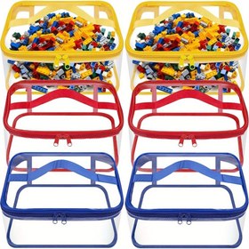 Resim 6 Paket Şeffaf Oyuncak Saklama Çantası - 23.88 x 17.02 x 10.92 cm Şeffaf PVC Oyuncak Düzenleme Çantası Fermuarlı - Su Geçirmez Oyuncak Saklama Organizatörü Kese Bina Blokları, Küçük Oyuncaklar için 