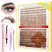 Resim Kahverengi Kirpik Tüylü Set Doğal Kirpik Tüylü Kabarık Sahte Kirpikler Mat Kahverengi Tüylü Set 9-16mm Bireysel Kirpikler 