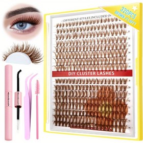 Resim Kahverengi Kirpik Tüylü Set Doğal Kirpik Tüylü Kabarık Sahte Kirpikler Mat Kahverengi Tüylü Set 9-16mm Bireysel Kirpikler 