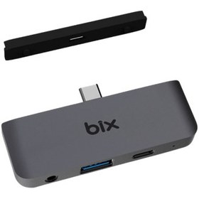 Resim Bix BX16HB 4K HDMI Type-C Thunderbolt 3.0 Dönüştürücü Hub Macbook USB 3.5mm AUX Çevirici Gri 