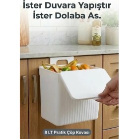 Resim PremiumPort Pratik Askılı Çöp Kovası, Mutfak ve Banyo Için 8l 