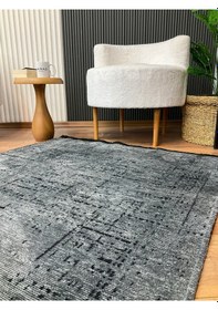 Resim Şönil Dokuma Kayma Yapmaz Makinede Yıkanabilir Leke Tutmaz Kesme Bohem Kilim Vizon 2 Antrasit Antrasit 