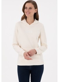 Resim U.S. Polo Assn. Kadın Krem Kapüşonlu Basic Sweatshırt 50289536-VR071 