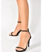 Resim Fox Shoes Siyah/Siyah Tek Bant Taşlı Kadın Abiye Ayakkabı M251800009 