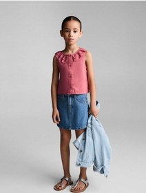 Resim MANGO Kids Keten karışımlı düğmeli bluz 
