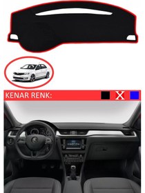 Resim Torpido Koruma Halısı Siyah Kenar Renk Kırmızı Skoda Rapid 2012+ İle Uyumlu 
