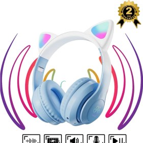 Resim vooka Bluetooh Kulaklık Kedi Kulaklık Pro 5.3 Akıllı Rgb LED Detaylı Bluetooth Kablosuz Kulaklık 