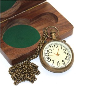 Resim Store Ahşap Kutulu Pirinç Köstekli Saat 11*7 Cm Model 1 