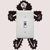 Resim 1pc Elektrik Kafa Duvar Sticker - Sökülebilir, Su Geçirmez Vinil Dekal, İskelet ve Yıldırım Tasarımı ile, Oturma Odası, Yatak Odası ve Işık Anahtarı Dekoru için Uygundur, 11.99x14.5cm, Yatak Odası Duvar Sanatı | Çağdaş Duvar Dekoru | Kolay Kurulum Sticker, Kafa Dekoru 