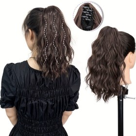 Resim Kıvırcık Dalgalı Sentetik Ponytail Saç Uzatmaları - Günlük Parti ve Kolay Giymek için Mükemmel 