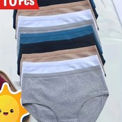 Resim 10 Adet Kadın Yüksek Bel Pamuklu İç Çamaşırı - Karın Kontrolü Bikini Kesimi, Nefes Alabilen Kabartmalı Elastik Bel Bandı, Farklı Renklerde Büyük Bedenler (Siyah/Beyaz/Bej/Turkuaz/Lacivert) - Yumuşak Günlük Konfor & Şık Minimalist Tasarım 